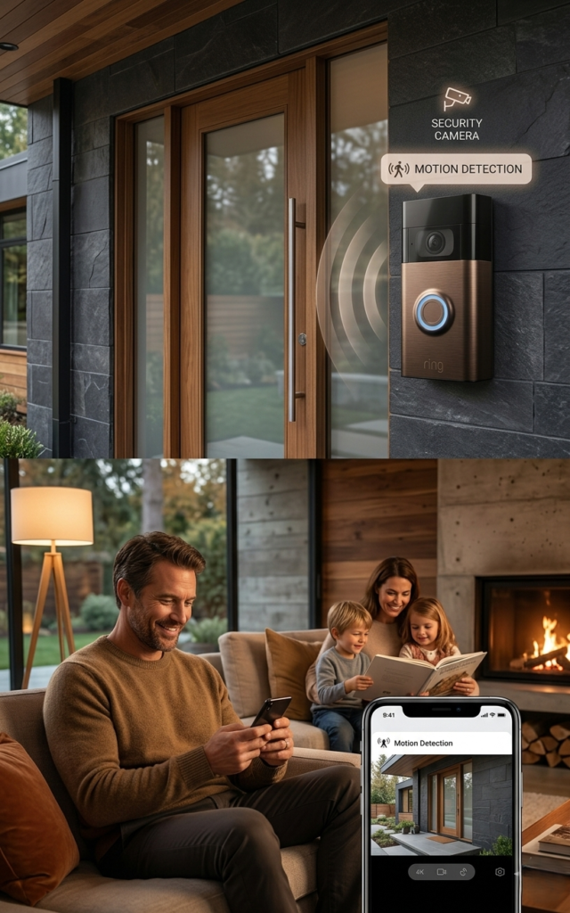A Ring Battery Doorbell on a house entrance for the ultimate smart  home security guard review